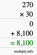 How to calculate 270 times 30 using long multiplication