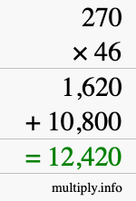 How to calculate 270 times 46 using long multiplication