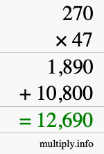 How to calculate 270 times 47 using long multiplication