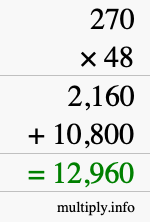 How to calculate 270 times 48 using long multiplication How to calculate 270 times 48 using long multiplication