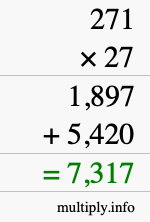 How to calculate 271 times 27 using long multiplication How to calculate 271 times 27 using long multiplication