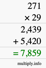 How to calculate 271 times 29 using long multiplication
