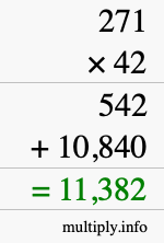 How to calculate 271 times 42 using long multiplication