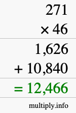 How to calculate 271 times 46 using long multiplication