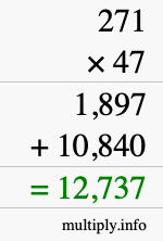 How to calculate 271 times 47 using long multiplication