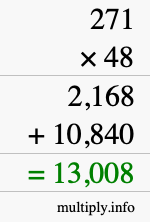 How to calculate 271 times 48 using long multiplication