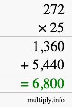 How to calculate 272 times 25 using long multiplication How to calculate 272 times 25 using long multiplication