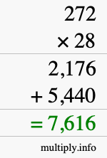 How to calculate 272 times 28 using long multiplication How to calculate 272 times 28 using long multiplication