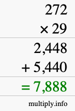 How to calculate 272 times 29 using long multiplication