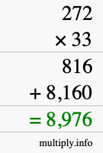 How to calculate 272 times 33 using long multiplication