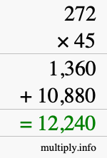 How to calculate 272 times 45 using long multiplication How to calculate 272 times 45 using long multiplication