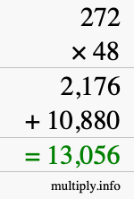 How to calculate 272 times 48 using long multiplication