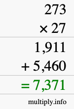 How to calculate 273 times 27 using long multiplication