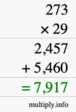 How to calculate 273 times 29 using long multiplication