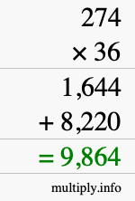 How to calculate 274 times 36 using long multiplication How to calculate 274 times 36 using long multiplication
