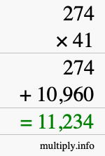 How to calculate 274 times 41 using long multiplication How to calculate 274 times 41 using long multiplication