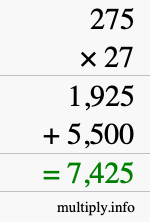 How to calculate 275 times 27 using long multiplication How to calculate 275 times 27 using long multiplication