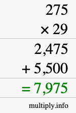 How to calculate 275 times 29 using long multiplication