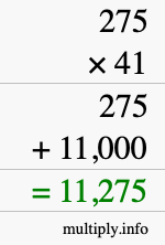 How to calculate 275 times 41 using long multiplication How to calculate 275 times 41 using long multiplication