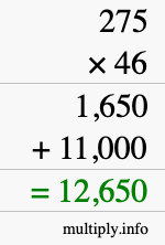 How to calculate 275 times 46 using long multiplication