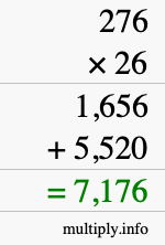 How to calculate 276 times 26 using long multiplication