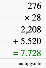 How to calculate 276 times 28 using long multiplication How to calculate 276 times 28 using long multiplication