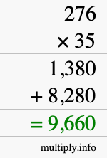 How to calculate 276 times 35 using long multiplication How to calculate 276 times 35 using long multiplication