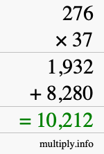 How to calculate 276 times 37 using long multiplication