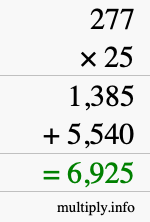 How to calculate 277 times 25 using long multiplication
