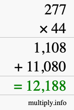 How to calculate 277 times 44 using long multiplication