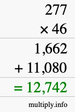 How to calculate 277 times 46 using long multiplication