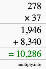 How to calculate 278 times 37 using long multiplication