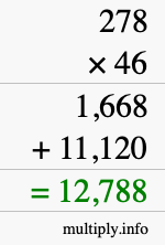 How to calculate 278 times 46 using long multiplication