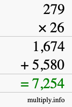 How to calculate 279 times 26 using long multiplication How to calculate 279 times 26 using long multiplication