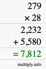 How to calculate 279 times 28 using long multiplication How to calculate 279 times 28 using long multiplication