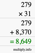 How to calculate 279 times 31 using long multiplication How to calculate 279 times 31 using long multiplication