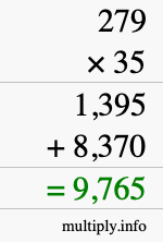 How to calculate 279 times 35 using long multiplication How to calculate 279 times 35 using long multiplication