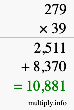 How to calculate 279 times 39 using long multiplication How to calculate 279 times 39 using long multiplication