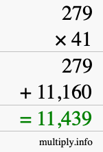 How to calculate 279 times 41 using long multiplication How to calculate 279 times 41 using long multiplication