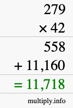 How to calculate 279 times 42 using long multiplication How to calculate 279 times 42 using long multiplication