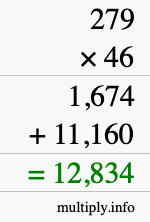 How to calculate 279 times 46 using long multiplication