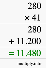 How to calculate 280 times 41 using long multiplication How to calculate 280 times 41 using long multiplication