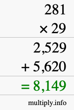 How to calculate 281 times 29 using long multiplication