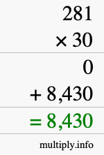 How to calculate 281 times 30 using long multiplication How to calculate 281 times 30 using long multiplication