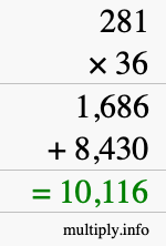 How to calculate 281 times 36 using long multiplication How to calculate 281 times 36 using long multiplication