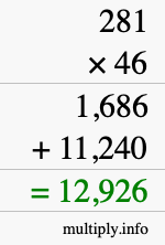 How to calculate 281 times 46 using long multiplication