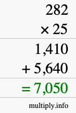 How to calculate 282 times 25 using long multiplication How to calculate 282 times 25 using long multiplication