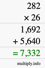 How to calculate 282 times 26 using long multiplication How to calculate 282 times 26 using long multiplication