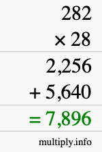 How to calculate 282 times 28 using long multiplication How to calculate 282 times 28 using long multiplication