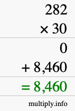 How to calculate 282 times 30 using long multiplication How to calculate 282 times 30 using long multiplication